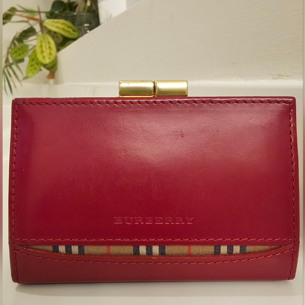 Burberry Red Leather Coin Wallet